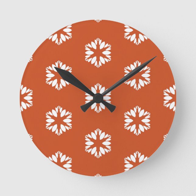 Relógio Redondo Padrão Retro Starburst Decoração Boho (Frente)