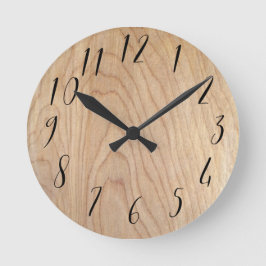 Relógio Redondo Padrão Rústico Moderno De Madeira Inacabada Impres