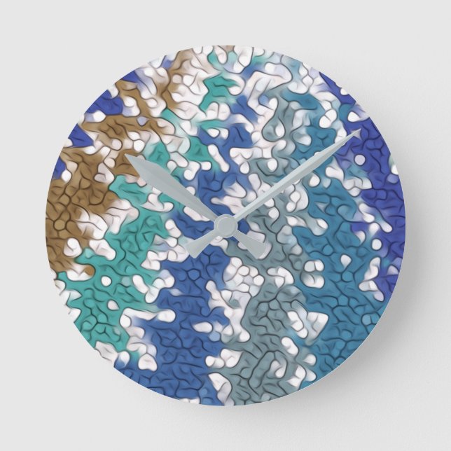 Relógio Redondo Padrão Único Amarelo Verde Azul (Frente)