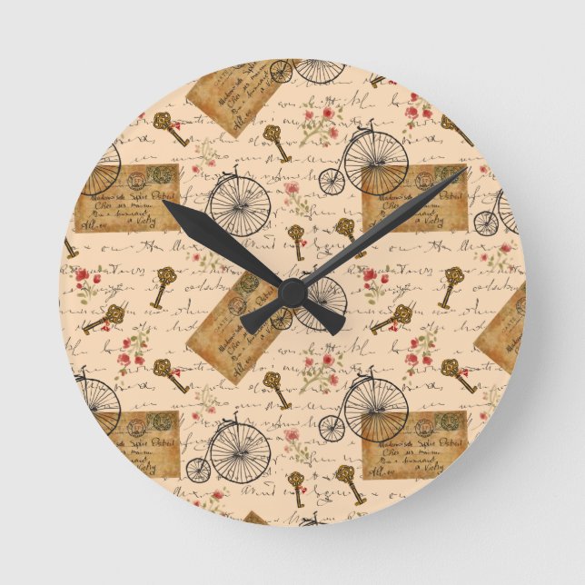 Relógio Redondo padrão vintage (Frente)