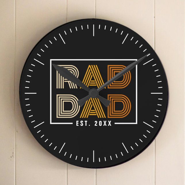 Relógio Redondo Pai de Rad Retroativo (Retro Rad Dad Round Clock)