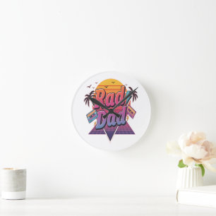 Relógio Redondo Pai Radical – Estilo Neon Retro dos Anos 80 para P