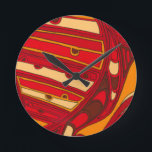 Relógio Redondo Painéis laranja abstrato<br><div class="desc">Um sonho surrealista,  esses painéis cor-de-laranja-abstrato parecem cera derretida fluindo através de uma canvas. Uma criação da Jennifer Goldberger,  este trabalho é incrível no seu uso imaginativo de cores e linhas. Escolha o seu hoje!</div>