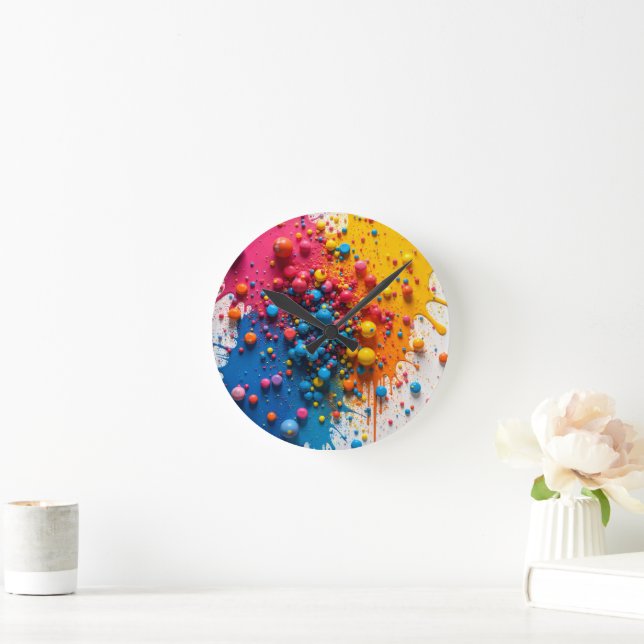 Relógio Redondo Paint Splatter Clock (Lar)