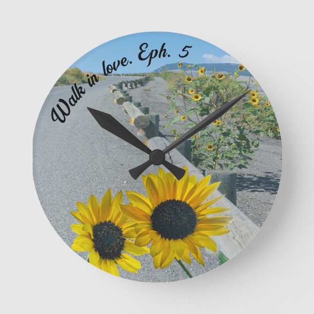 Relógio Redondo País casual "anda apaixonada" Eph5 rodozes girassó (Frente)