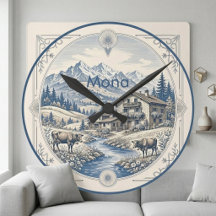 Paisagem Alpina de Montanha Azul Nevada Chalé Rúst