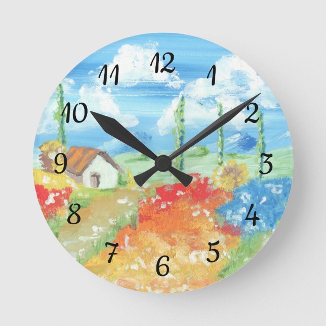 Relógio Redondo Paisagem da vastidão da Toscana (Frente)