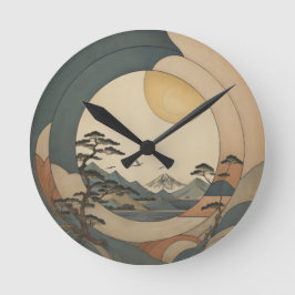 Relógio Redondo Paisagem de árvores japonesa