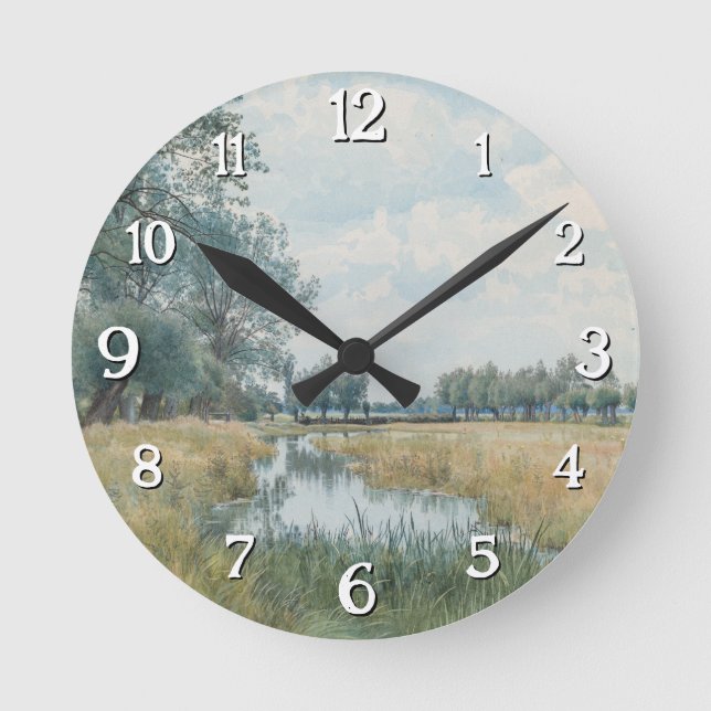 Relógio Redondo Paisagem fluvial perto de Ruas. Ives, Huntingdonsh (Frente)