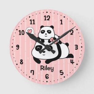 Relógio Redondo Panda bonito Cub e decoração da sala do berçár