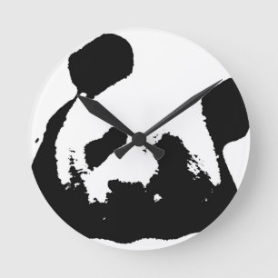 Relógio Redondo Panda Pop de Arte Negra