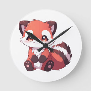 Relógio Redondo panda vermelho fofo