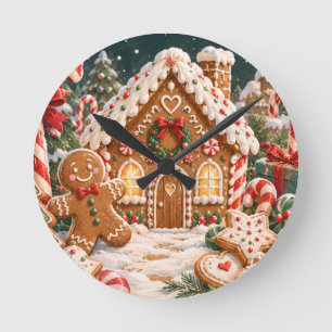 Relógio Redondo Pão de gengibre personalizado Natal com Doce, bolo