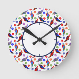 Relógio Redondo Papagaios e flores