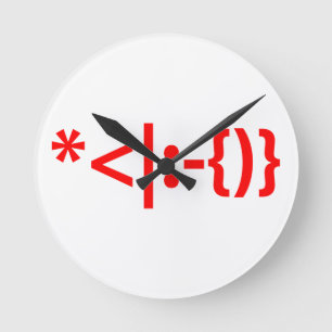 Relógio Redondo Papai Noel com Beard Christmas Emoticon