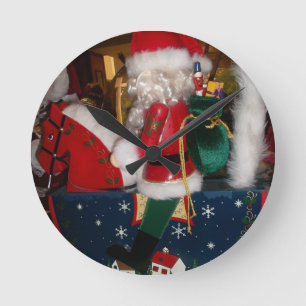 Relógio Redondo Papai Noel Decorado Impressão/Design de Arte de Na
