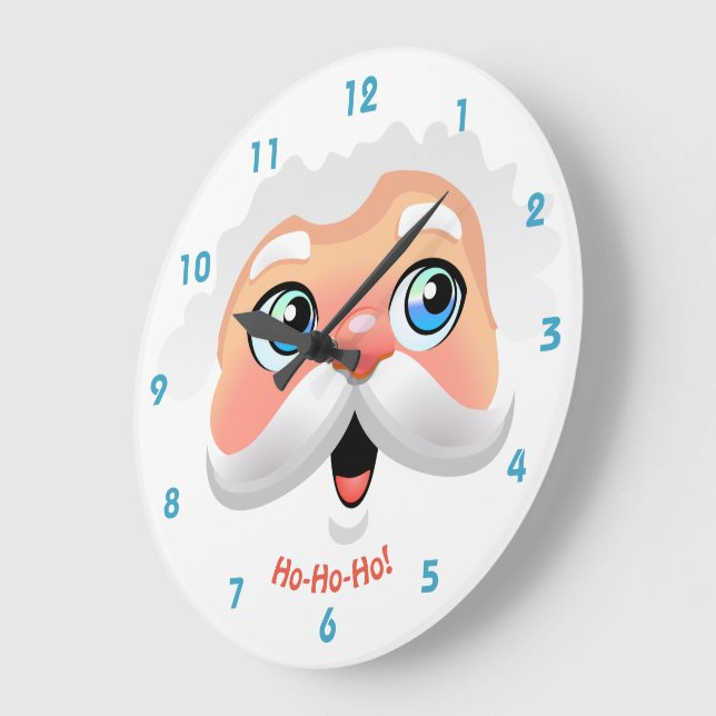 Relógio Redondo Papai Noel feliz enfrenta (Ângulo)