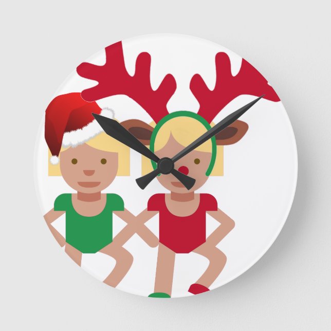 Relógio Redondo papais noeis de Natal emoji (Frente)