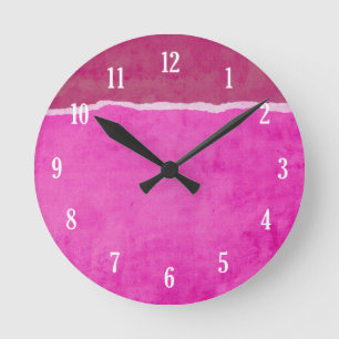 Relógio Redondo Papel cor-de-rosa sujo rasgado