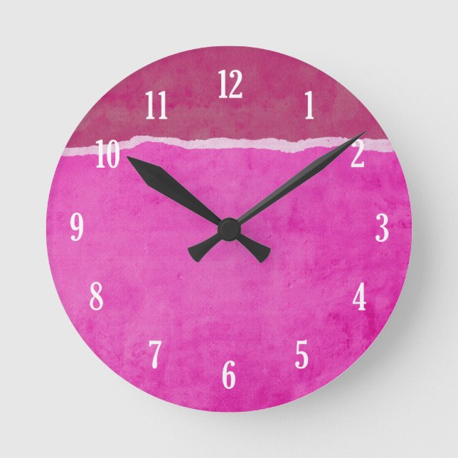 Relógio Redondo Papel cor-de-rosa sujo rasgado (Frente)
