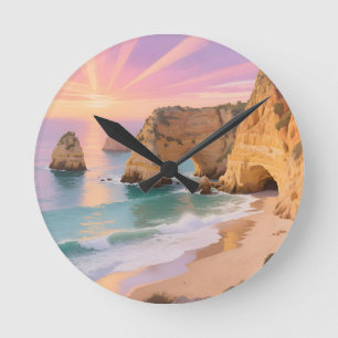 Relógio Redondo Paraíso das Cavernas Marinhas ao Pôr do Sol