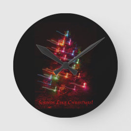 Relógio Redondo Parece Natal (Árvore e Notas)