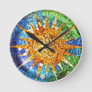 Relógio Redondo Park Guell mosaicos Wall Clock