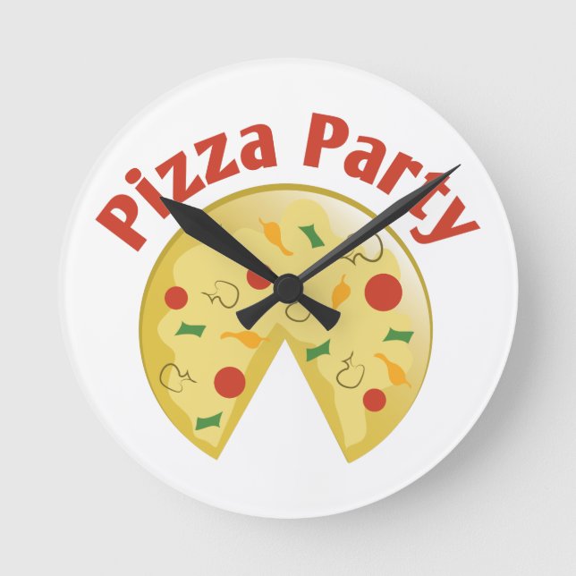 Relógio Redondo Partido da pizza (Frente)