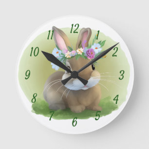Relógio Redondo Páscoa bonita Bunnypara um humor positivo