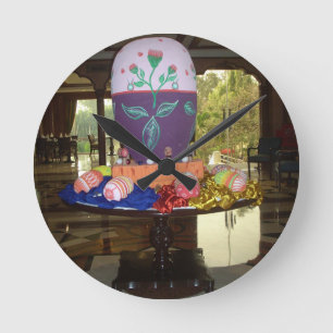 Relógio Redondo Páscoa Festiva Joyful Springtime Ovos Coloridos