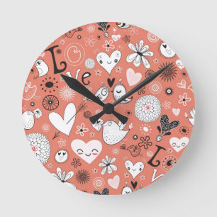 Relógio Redondo Pássaros do Amor