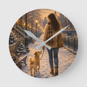 Relógio Redondo Passeio Aconchegante de Inverno com Minha Melhor A