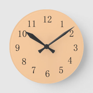 Relógio Redondo Pastel Peach Orange Earth Tone Kitchen Wall Clock