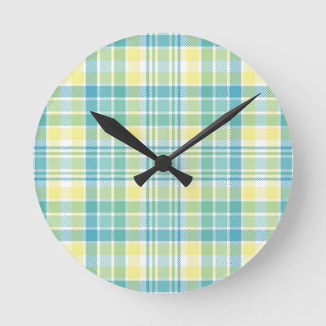 Relógio Redondo Pastel Plaid (Frente)