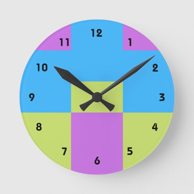 Relógio Redondo Pastelrino Modern Colour Block (Frente)