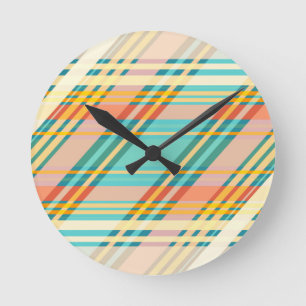 Relógio Redondo Pastos de Teal Rosa Suave Abstrato Geométrico