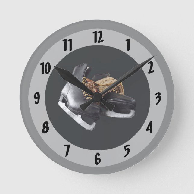 Relógio Redondo Patins de Gelo Antigos (Frente)