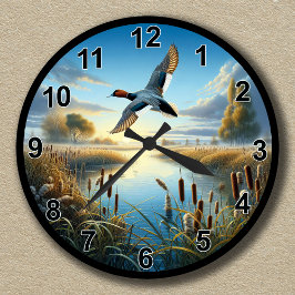 Relógio Redondo Pato Canvasback Voador Personalizável
