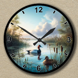 Relógio Redondo Patos Canvasback de Pântano Tranquilo Personalizáv