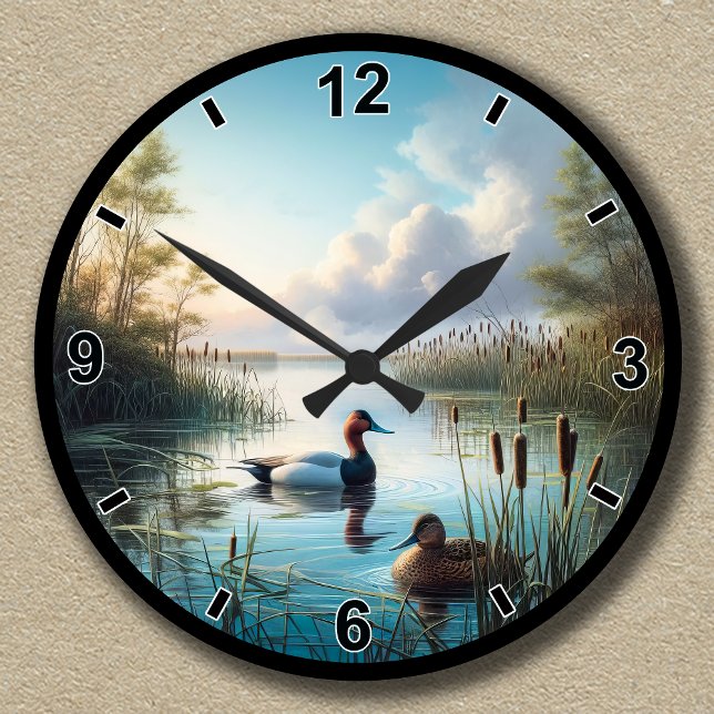 Relógio Redondo Patos de Canalização de Zona Úmida Tranquila Perso (Criador carregado)