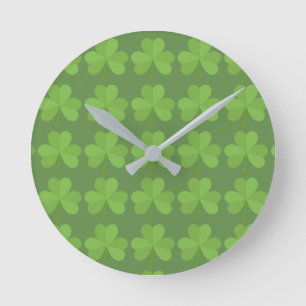 Relógio Redondo Patrick Ireland Shamrock Irish Clover Pattern