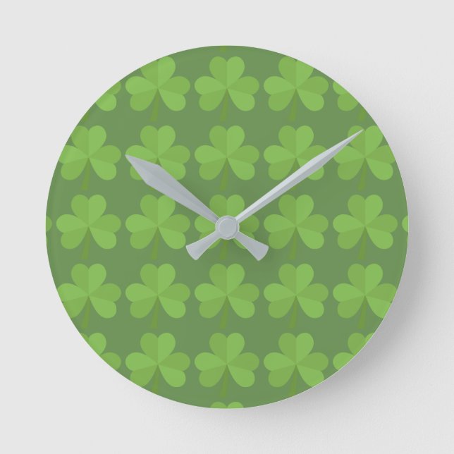 Relógio Redondo Patrick Ireland Shamrock Irish Clover Pattern (Frente)