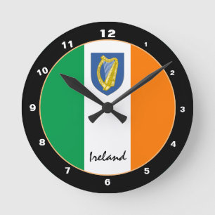 Relógio Redondo Patriotic Irish Flag, Trendent Ireland Home/design