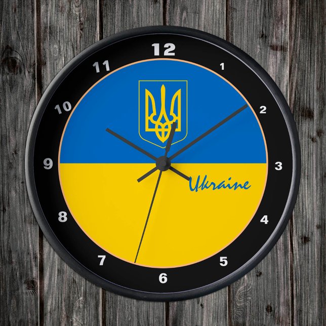 Relógio Redondo Patriotic Ukraine, trendy Ukrainian Flag design (Criador carregado)