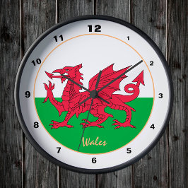 Relógio Redondo Patriotic Welsh Flag, País de Gales Trendy Home /
