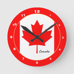 Relógio Redondo Patriótico do Canadá, Bandeira do Canadá/design