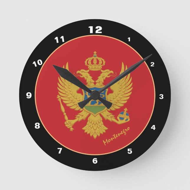 Relógio Redondo Patriótico Montenegro, Bandeira design (Frente)