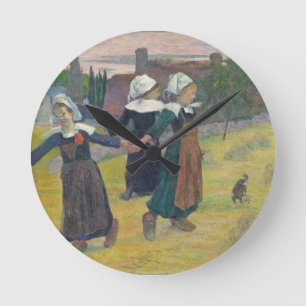 Relógio Redondo Paul Gauguin Bretão Girls Dancing, Pont-Aven, 18