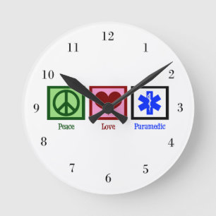 Relógio Redondo Peace Love Paramedic