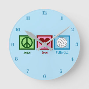 Relógio Redondo Peace Love Voleibol